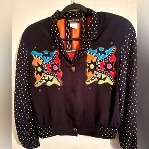Vintage Artwork Colorful Embroidered Women's Blouse